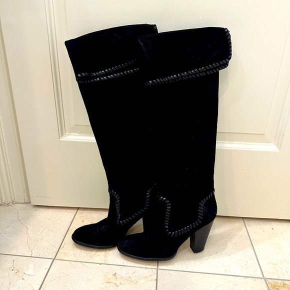 Michael Kors suede knee high boots western whipstitch - Picture 2 of 8